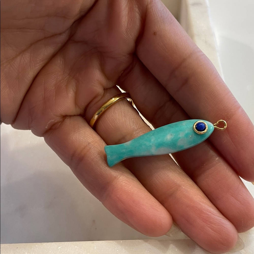 Coastal Chic Marbled Blue Fish Pendant with Lapis Blue Eye